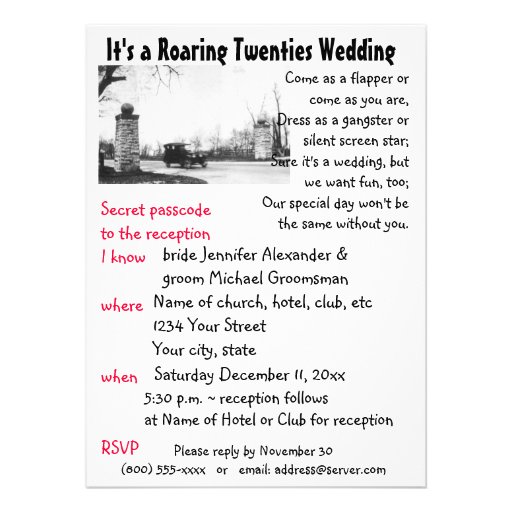 Roaring Twenties Theme Wedding Invite