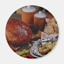 Roast turkey, seasoned potatoes magnets