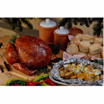 Roast turkey, seasoned potatoes photo sculptures