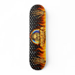 Roberta skull real fire and flames skateboard desi