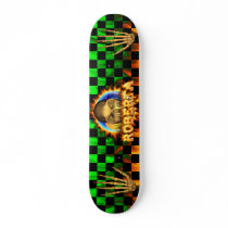 Roberta skull real fire and flames skateboard desi
