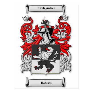 roberts arms coat crest family postcard postcards au zazzle