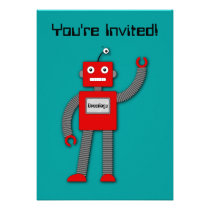 Robi the Retro Robot Invitation invitations