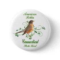 Robin Connecticut State Bird Button