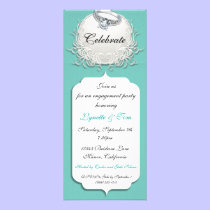 Robin Egg Blue and White Engagement Party Invites invitations