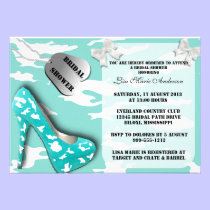 Robin Egg Blue Military Bridal Shower Invites invitations