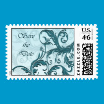 Robin Egg Blue Save the Date Postage stamps