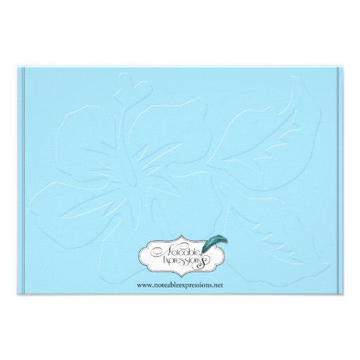 Robin Egg Blue Tone on Tone Hibiscus Insert Personalized Announcement