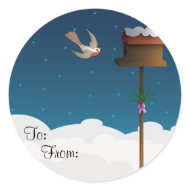 Robin, gift tag sticker