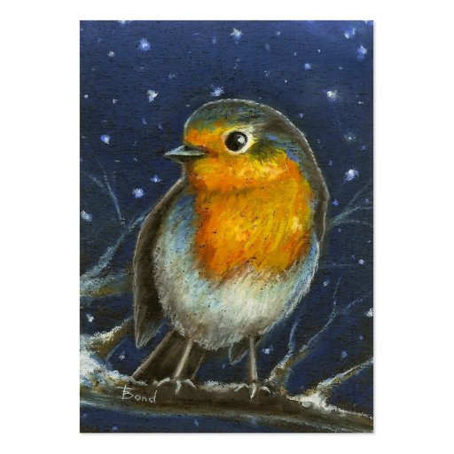 Robin in the snow aceo print business card templates (front side)