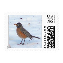 robin in the snow postage