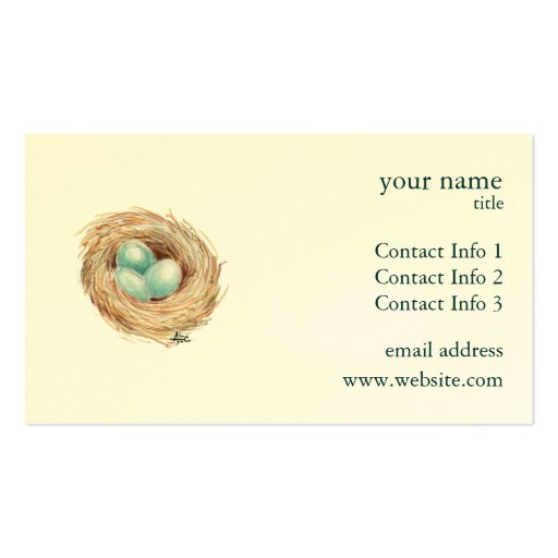 Robin Nest with Eggs Custom Business Cards (back side)