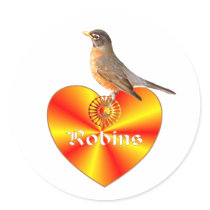 Robin Orange Heart stickers