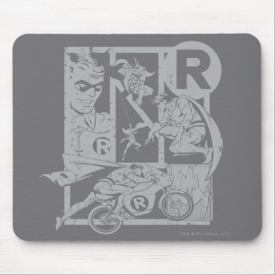 Robin - Picto Grey mousepads
