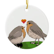 Robin redbreast bird love christmas tree ornament