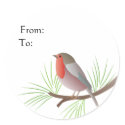Robin Redbreast Gift Tag stickers by zazzleproducts1 Robin Redbreast Gift Tag stickers