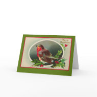Robin Redbreast Vintage Christmas Card card