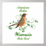 Robin Wisconsin State Bird posters