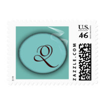 Robins egg blue colored personalized monogram stamps