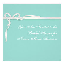 Robin's Egg Blue Jewelry Box with White Ribbon Invites