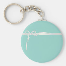 Robin's Egg Blue Jewelry Box with White Ribbon Keychains
