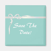Robin's Egg Blue Jewelry Box with White Ribbon Refrigerator Magnets