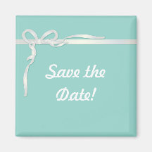 Robin's Egg Blue Jewelry Box with White Ribbon Fridge Magnets