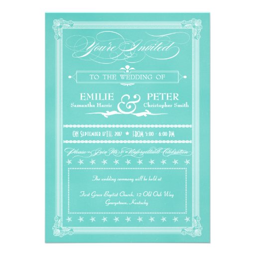 Robin's Egg Blue Poster Style Wedding Invitations
