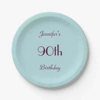 Robin's Egg BluePaper Plates, 90th Birthday Party