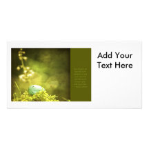 Robin's Egg on Moss with Inspirational Saying Customized Photo Card