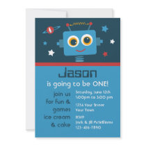 Robot 1st Birthday Custom Invitations