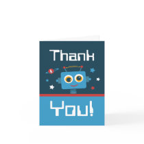Robot 1st Birthday Thank You Notes Cards
