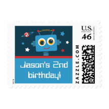 Robot 2nd Birthday Custom Postage