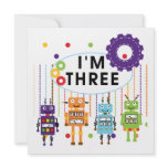 Robot 3rd Birthday T shirts and Gifts Custom Invitations