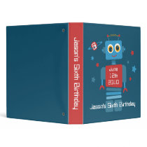 Robot 6th Birthday Keepsake Photo Binder