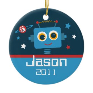 Robot 6th Birthday Personalized Ornament ornament
