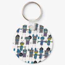 Robot Army Keyring keychains by katetapley Robot Army Keyring keychains