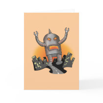 Robot Attack Greeting Cards