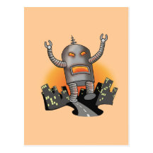 Robot Attack Postcard