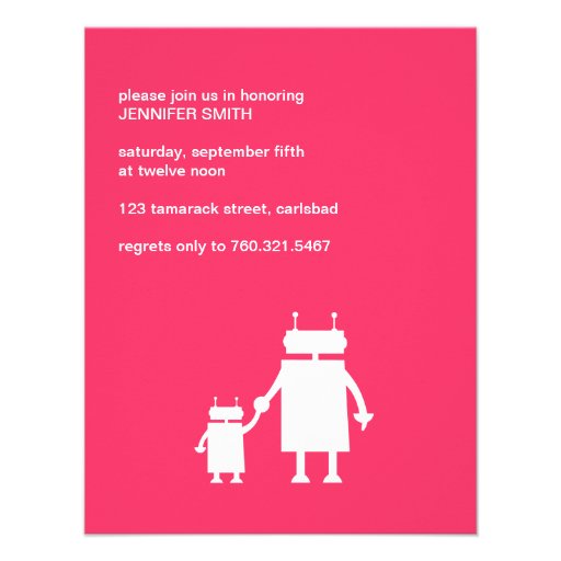 Robot Baby Girl Shower Invite