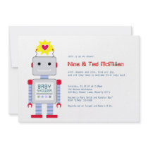 Robot Baby Shower Invitations, 5x7