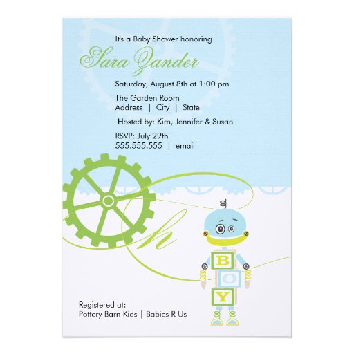 Robot Baby Shower Invitations  |  Boy