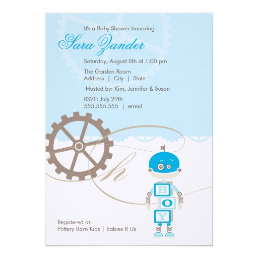 Robot Baby Shower Invitations  |  Boy