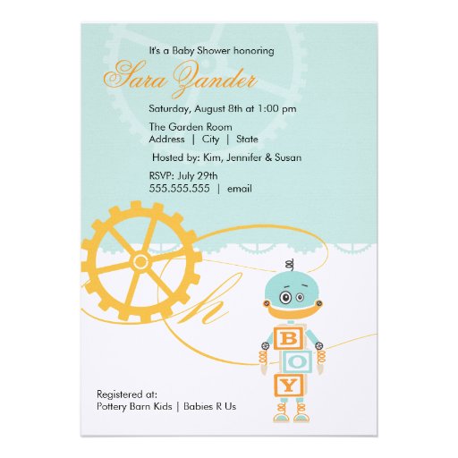 Robot Baby Shower Invitations  |  Boy