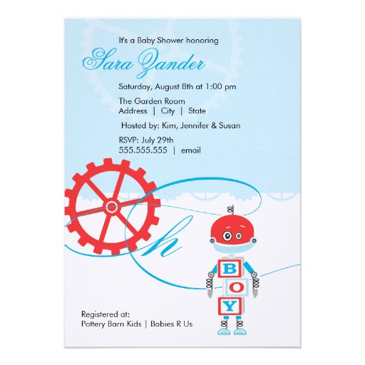 Robot Baby Shower Invitations  |  Boy