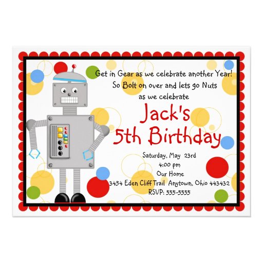 Robot  Birthday Invitation