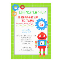 Robot Birthday Invitations