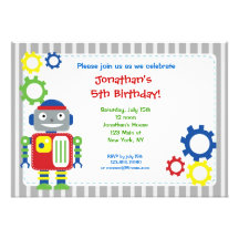 Robot Birthday Invitations