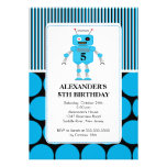Robot Birthday Party Invitation Blue / Black