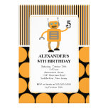 Robot Birthday Party Invitation Orange / Black